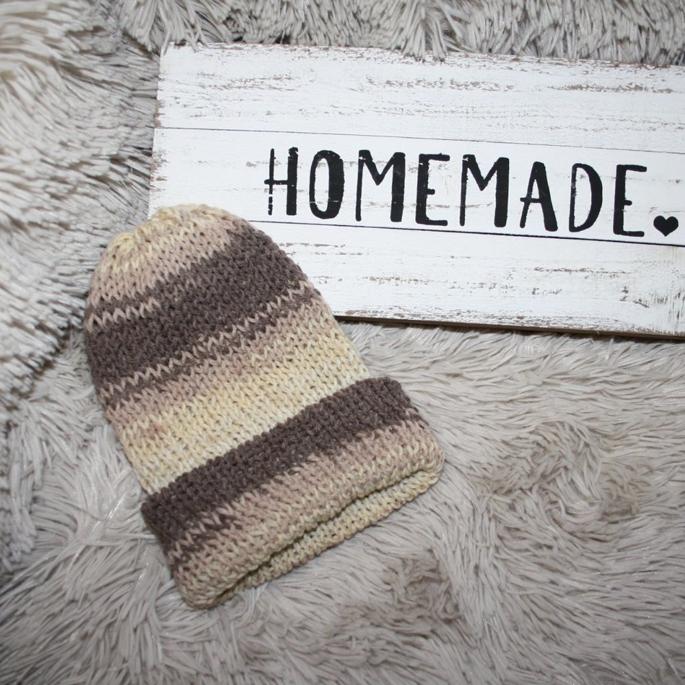 🤎 BROWN DOUBLE-KNIT BEANIE · 6–12 MO 👶 - Picture 5 of 6